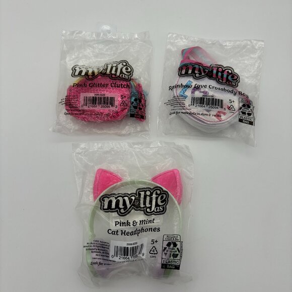 My Life As Fashion Accessories for 18 Inch Dolls, Clutch Bag & Cat Headphones - Picture 1 of 2